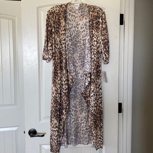 LuLaRoe Shirley Leopard Print S Lightweight Sweater Material Kimono Cardigan NWT